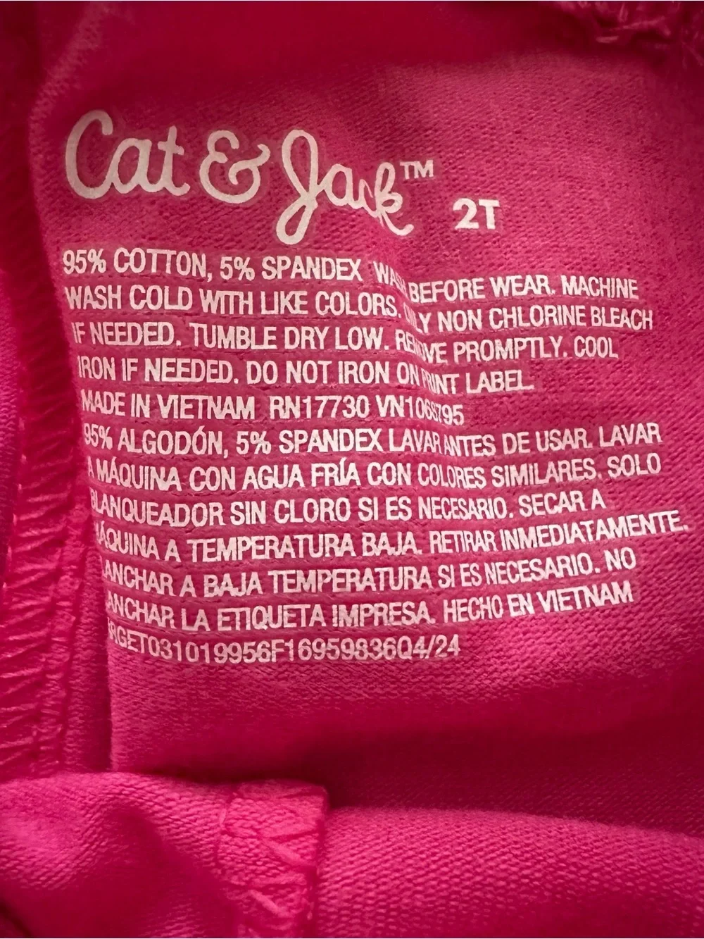 Cat & Jack Bright Pink Girls' Stretch Leggings Size 2T